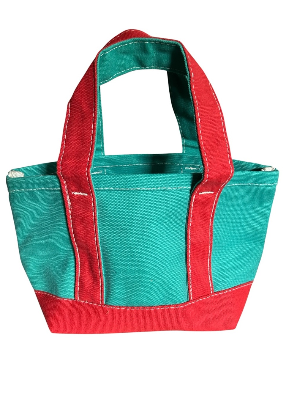 Classic Mini Canvas Tote in Teal Green and Coral